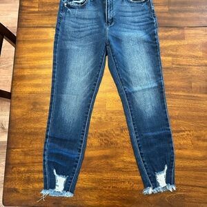 KanCan Dark Blue Distressed Ankle Jeans